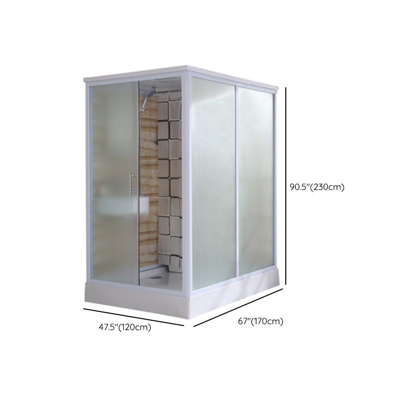 Single Sliding Frosted Glass  Shower Enclosure Framed Shower Enclosure in White