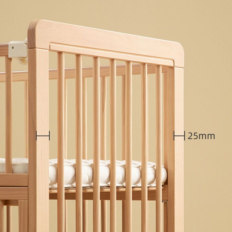 Contemporary Natural Baby Crib in Pine Wood 2-in-1 Convertible Crib