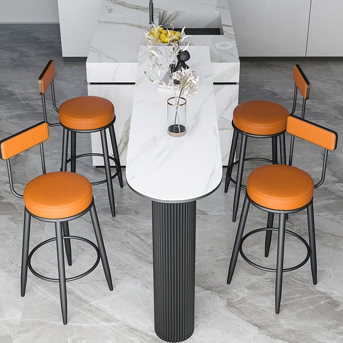 Modern Marble Bar Table with Specialty Table Top Double Pedestal Table- 41.3" H