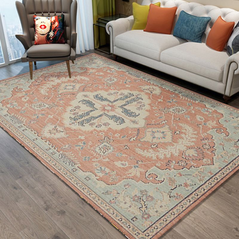 Multicolor Ethnic Print Rug Polyester Carpet Nostalgia Anti-Slip Backing Indoor Rug for Living Room