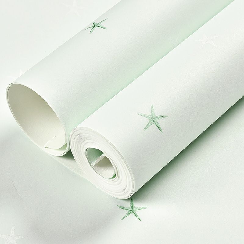 Star Boy Girl Wallpaper Roll Children's Bedroom Non-Woven Texture Wall Decor in Soft Color