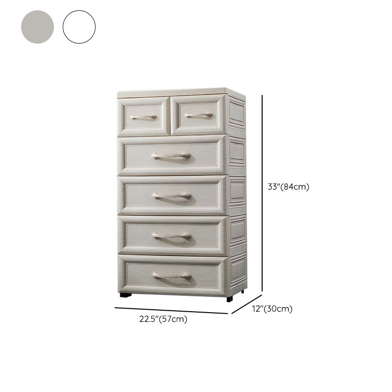 Modern Nursery Dresser Chest Plastic Kids Nightstand with 5/6 Drawers