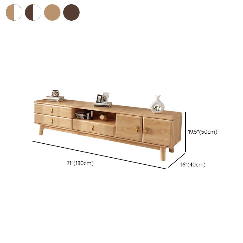 Wooden TV Media Stand Open Storage Media Console with Drawers