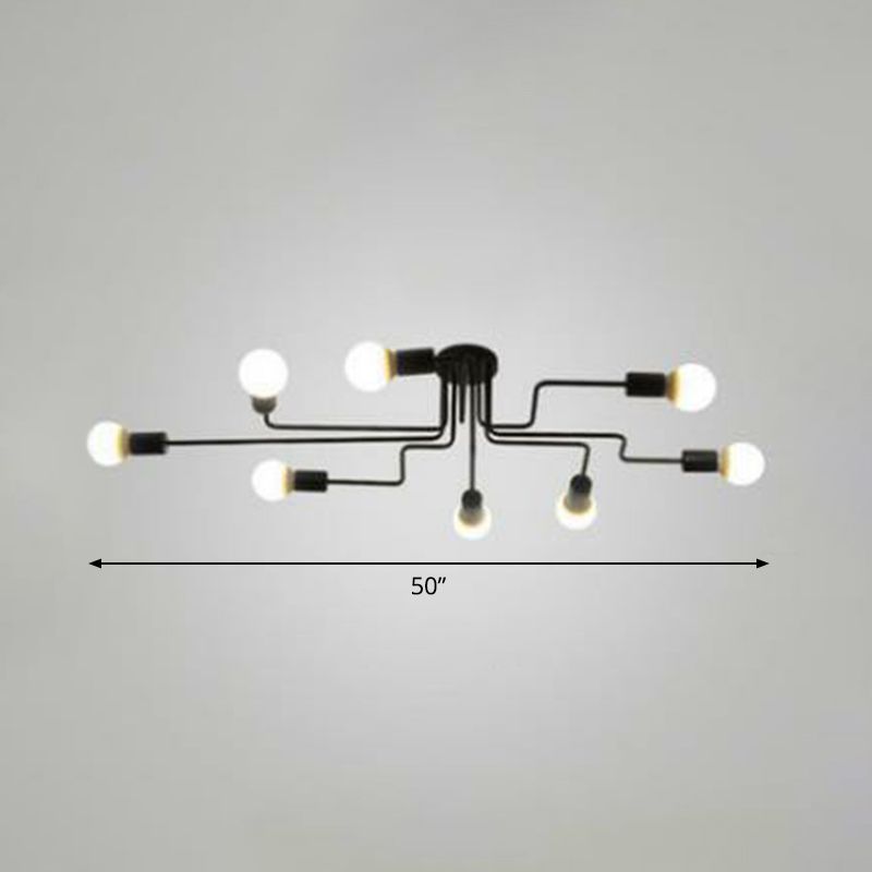 Maze Semi Flush Ceiling Light Industrial Metallic Flush Mount Lighting for Living Room