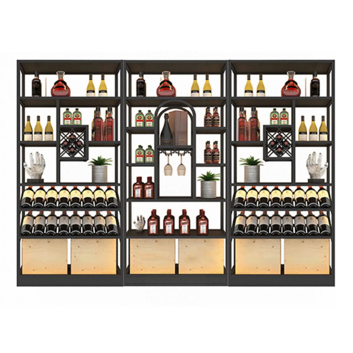 Freestanding Luxury Wine Jail Metal with Shelf Wine Rack Kit 11.8"Wide