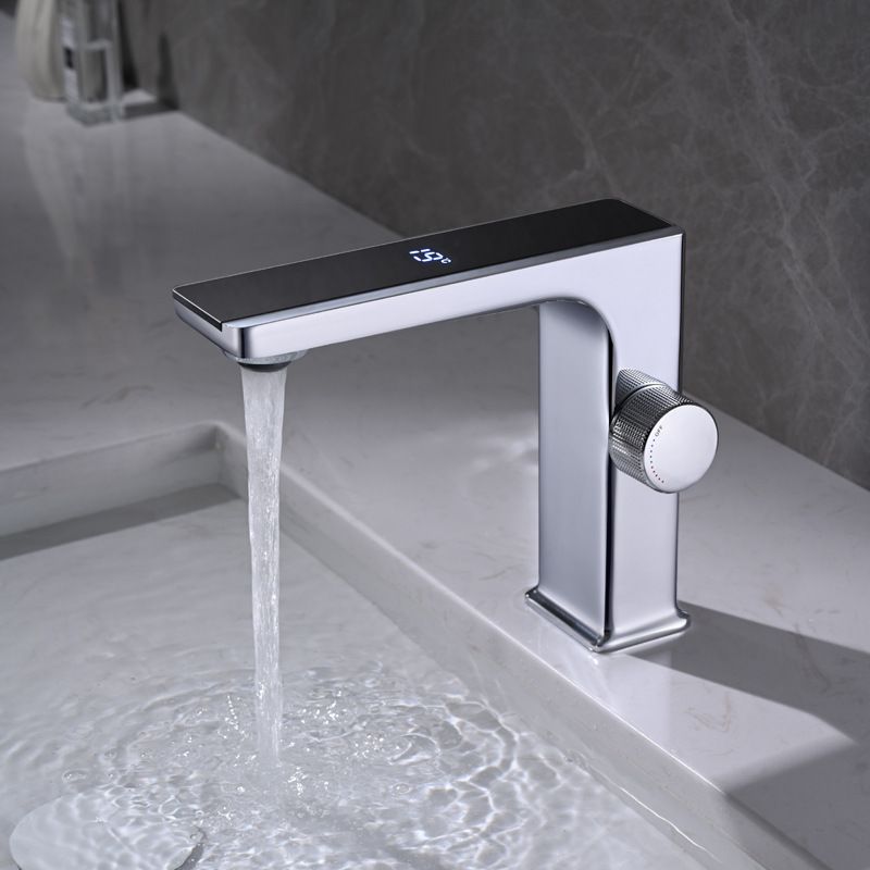 Contemporary Faucet Solid Color Metal LED Vanity Sink Faucet for Bathroom