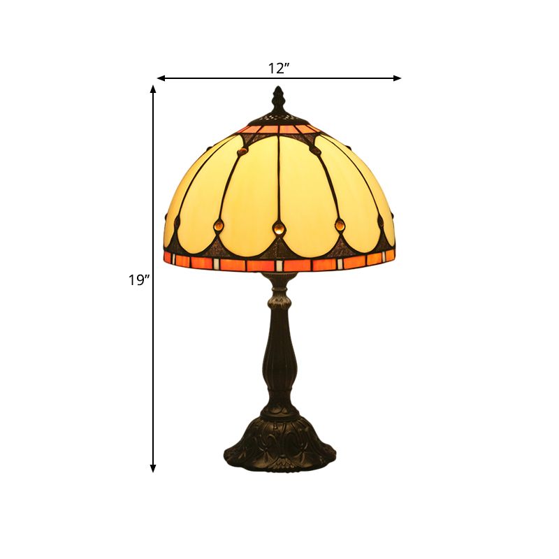 Kuppel geformte gelbe Glas Task Lighting Victorian 1 leichte Messing -Leselampe für Schlafzimmer