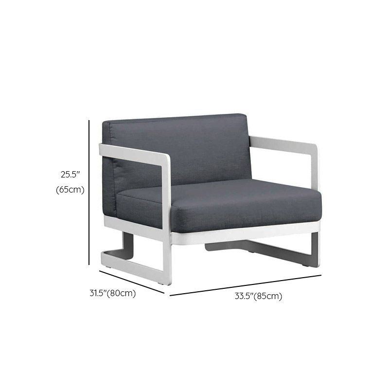 Contemporary Gray Cushion Patio Sofa Aluminum Frame Outdoor Patio Sofa -25.6" H