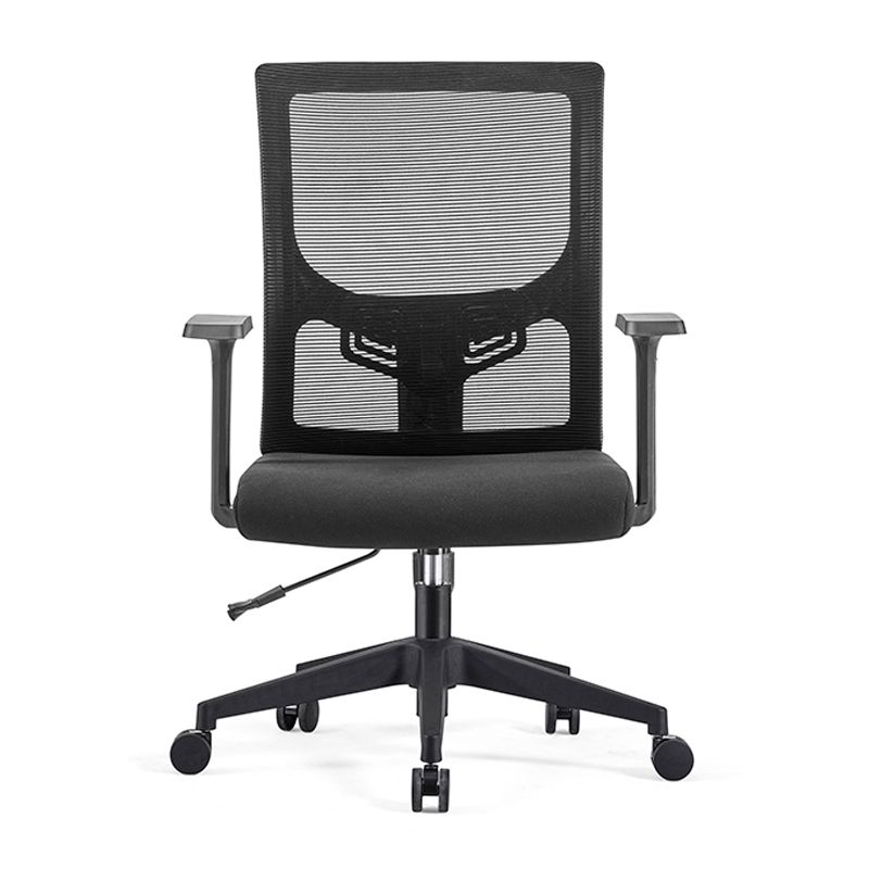 Modern Mid-Back Arm Chair Black Task Microfiber Office Chair