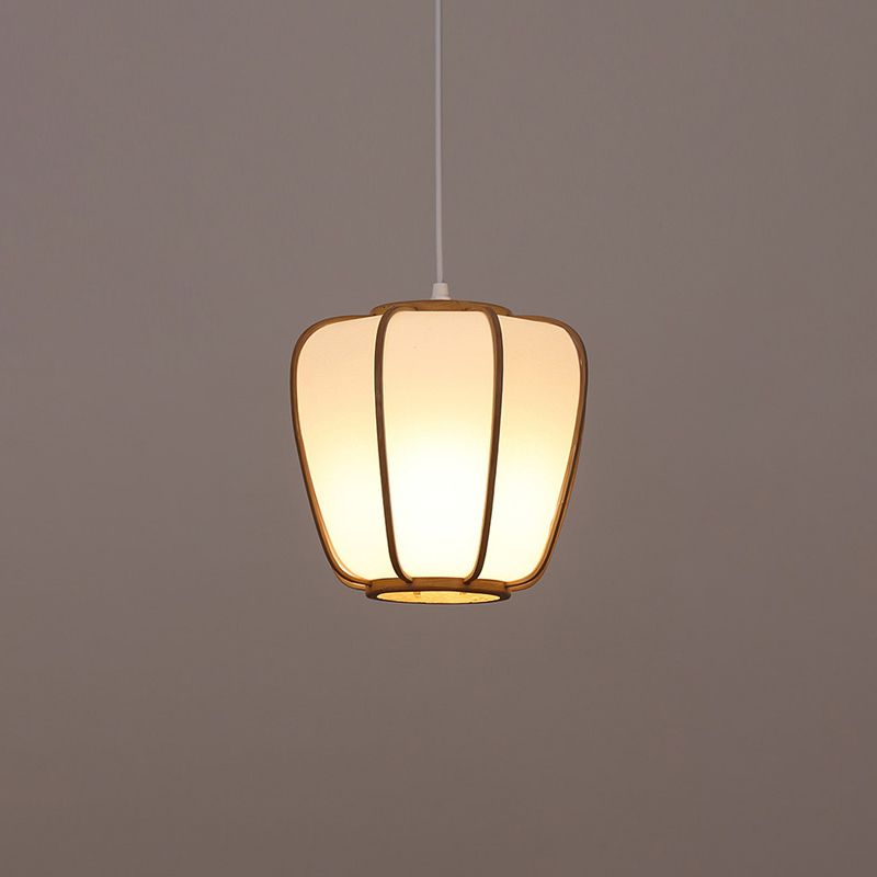 Handwoven Pendant Light Contemporary Bamboo Single-Bulb Wood Suspension Light Fixture