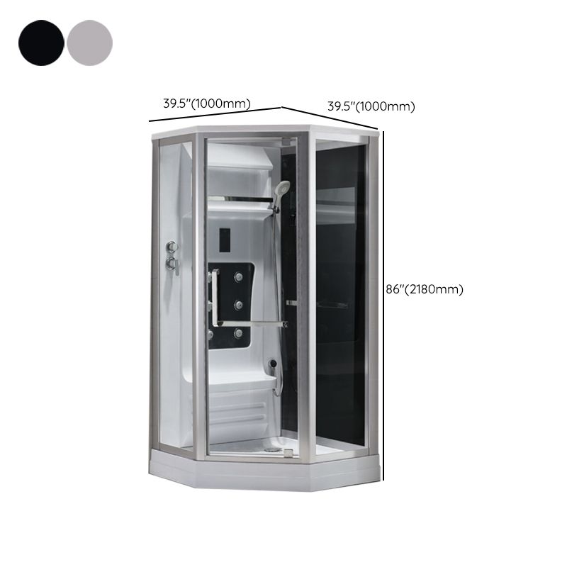 Neo-Angle Shower Stall Clear Tempered Glass Shower Enclosure With Shower Floor