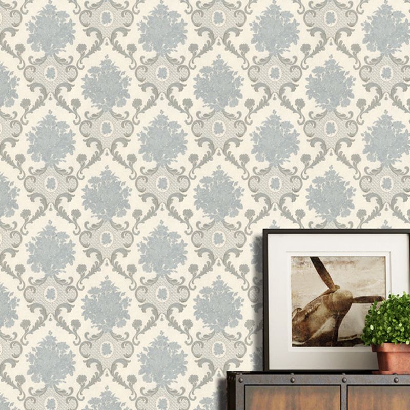 Silver Gray Retro Wallpaper Roll 54.2-sq ft Medallion Patterned Wall Covering for Home