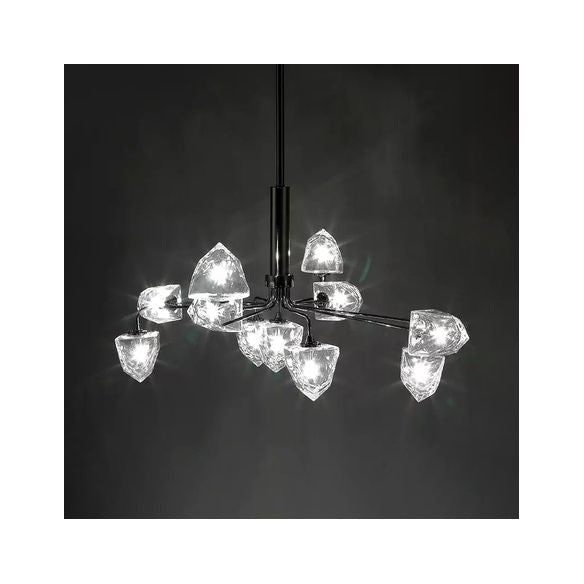 Contemporary Branching Chandelier Lamp Glass 5/7 Lights Living Room Hanging Pendant Light in Black/Nickel