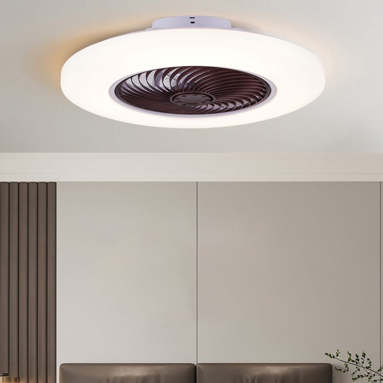 Luz de ventilador de techo LED blanco acrílico en montura de lavado de hierro de estilo conciso moderno para dormitorio