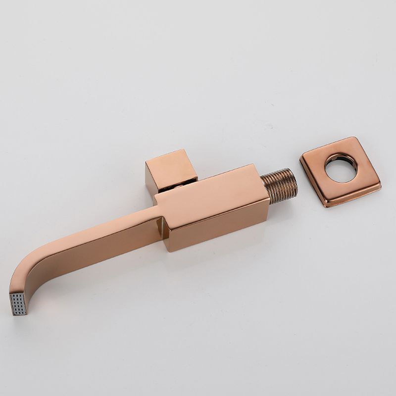 Contemporary Wall Mounted Bathroom Faucet Knob Handle Solid Brass Square Faucet