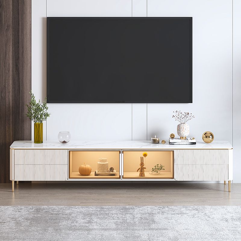 Modern TV Stand White TV Console with Drawers for Living Room