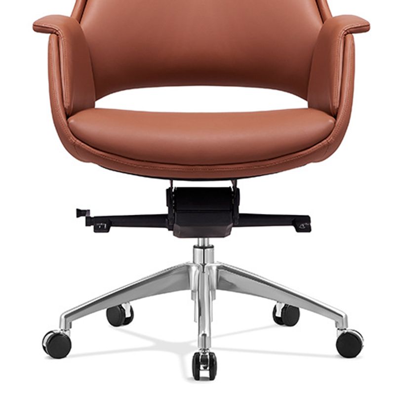 Chrome Frame No Distressing Office Chair Brown Faux Leather Managers Chair