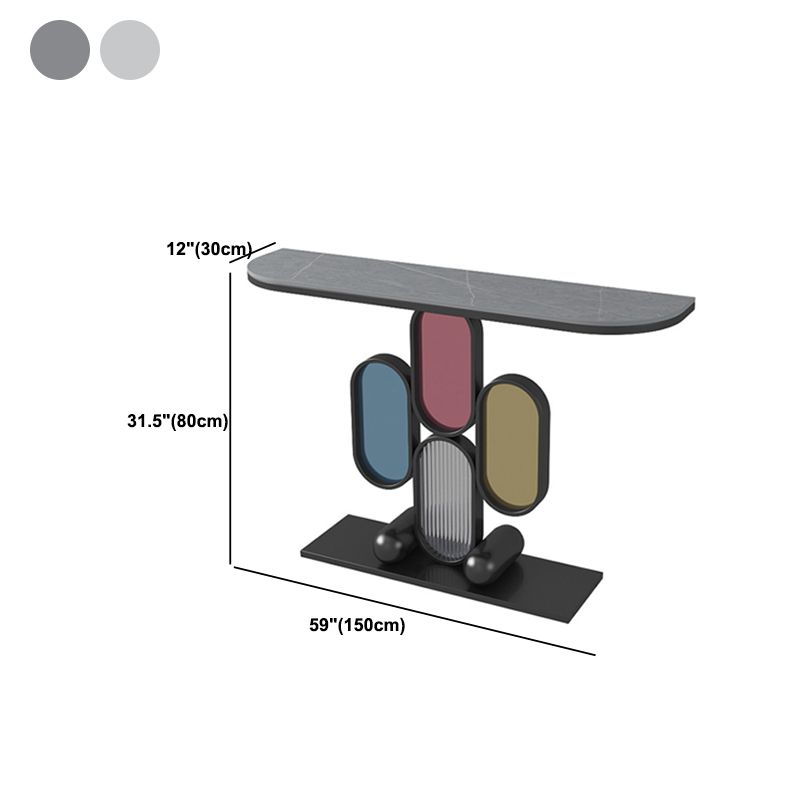 Contemporary Slate Console Table Half Moon Scratch Resistant Stain Resistant Console