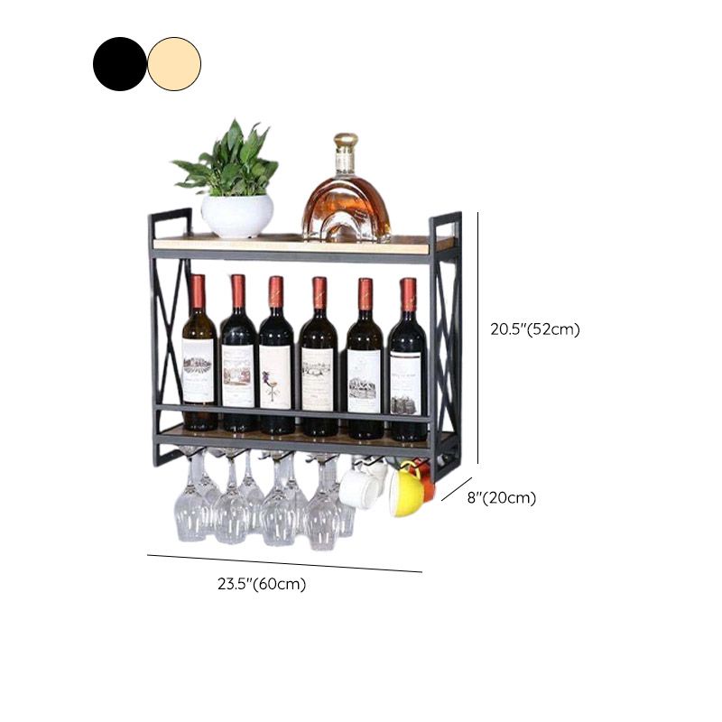 Steel Wine Rack Modern Wall Mounted Wine Holder Rack with Shelf