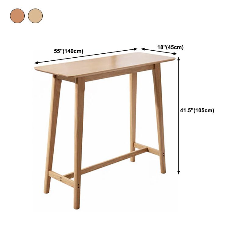 Modern Style Rectangle Bar Table Solid Wood Bistro Bar Desk with Footrest