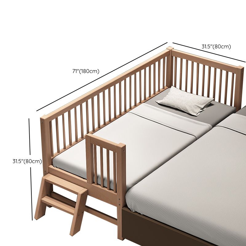 Contemporary Natural Solid Wood Baby Crib with Guardrail Wood Crib