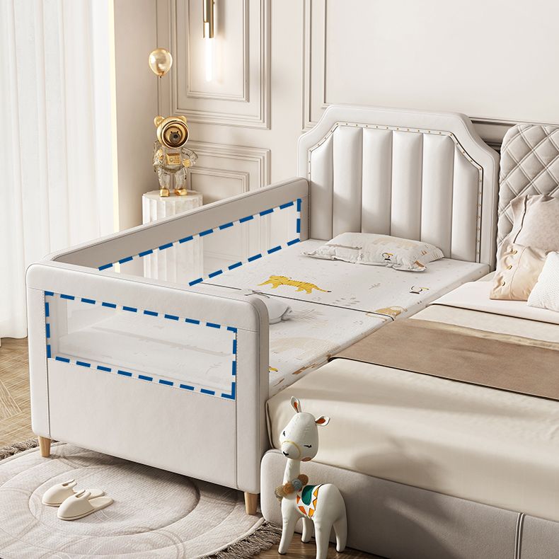 Wood Frame Nursery Bed White Baby Crib with Guardrail and Mattress