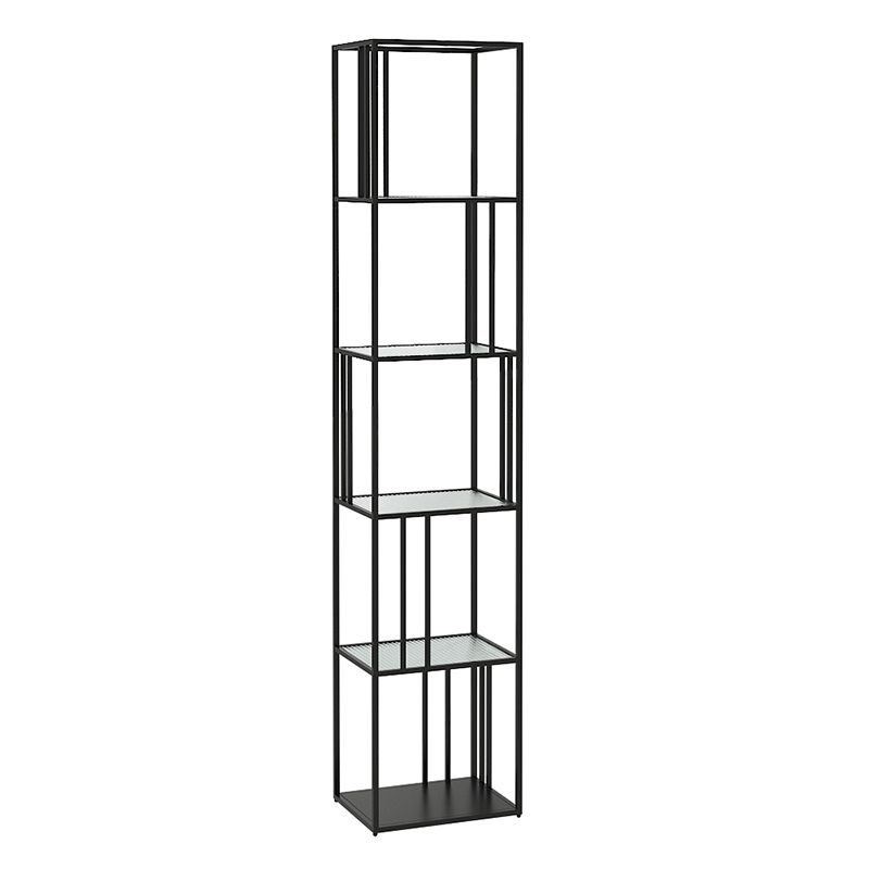 4-shelf moderno libreria etagere aperta con piattaforma di vetro a cornice di ferro