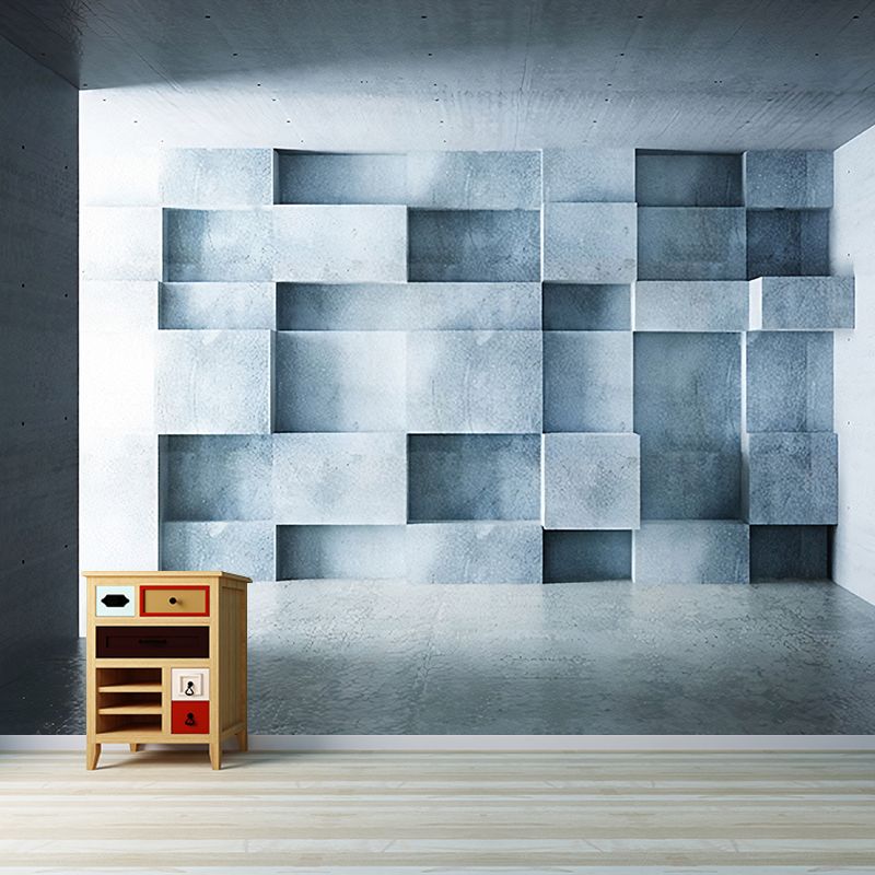 Extra Large Wall Covering Industrial Rustic Cement and 3D Geometries Wall Murals in Pastel Color