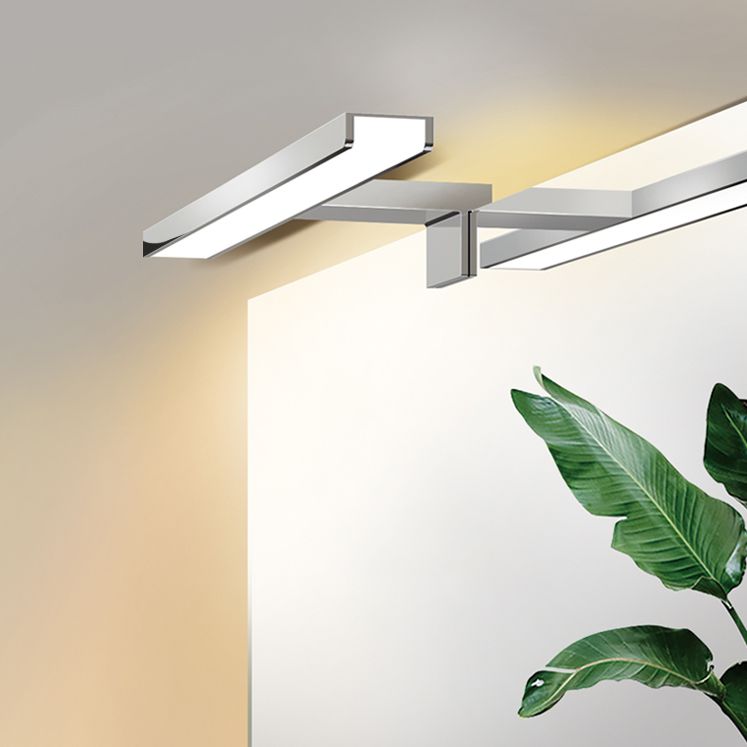 Lámpara de tocador rectangular cromado Luz de montaje de pared LED metálico moderna para baño