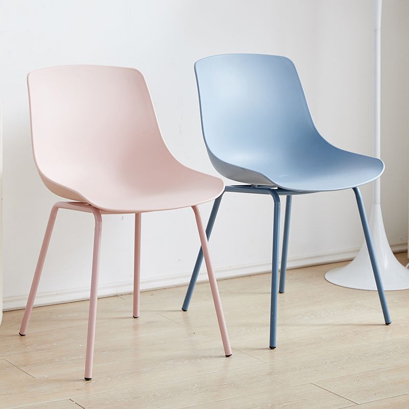 Contemporary Kitchen Plastic Parsons Metal Leg Dining Side Chair