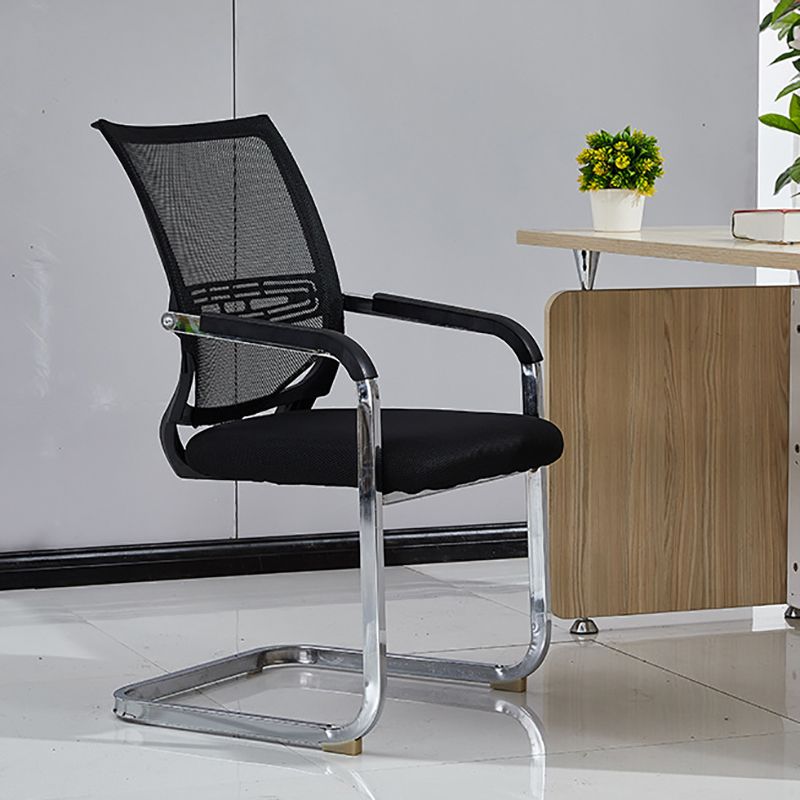 Modern Office Chair Fixed Arms No Wheels Upholstered No Distressing Desk Chair