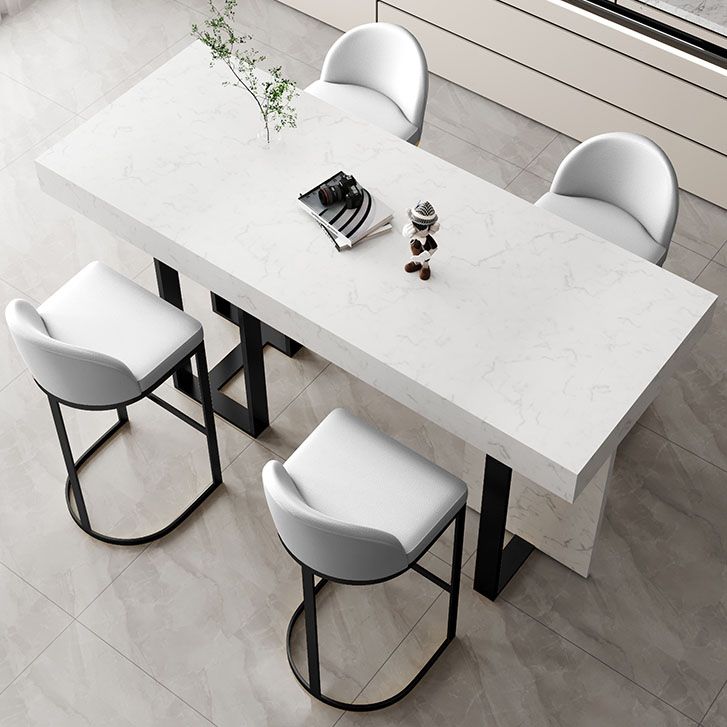 Glam Stone Top Bistro Accent Dining Table Rectangle Indoor Event and Cocktail Table