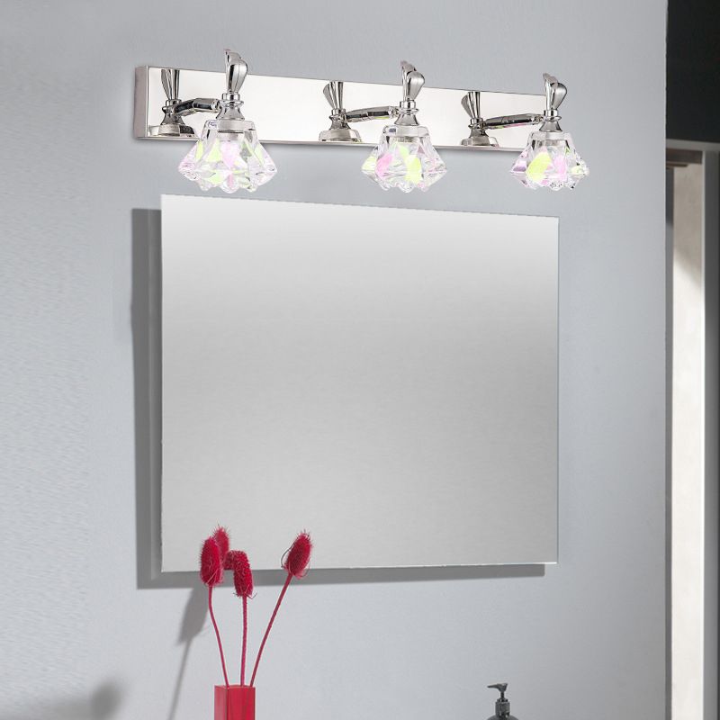 Modern Geometric Vanity Lighting Fixtures Crystal Multi Lights Vanity Wall Sconce