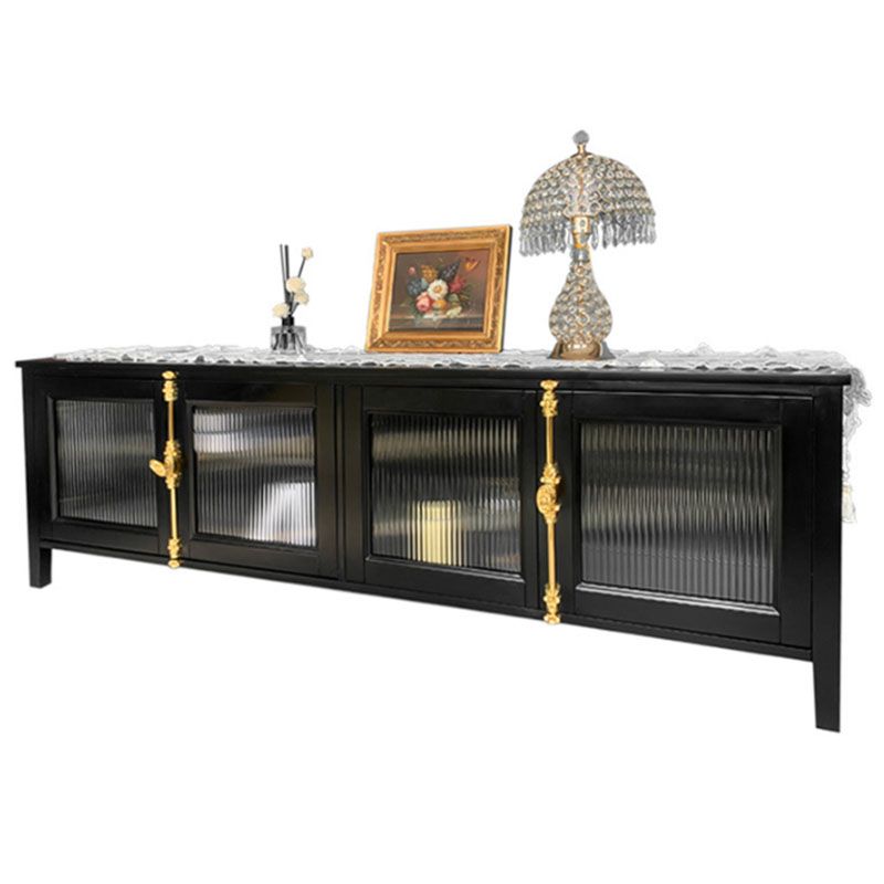 Industrial 4-Door TV Stand 21.65" H Metal TV Console in Black