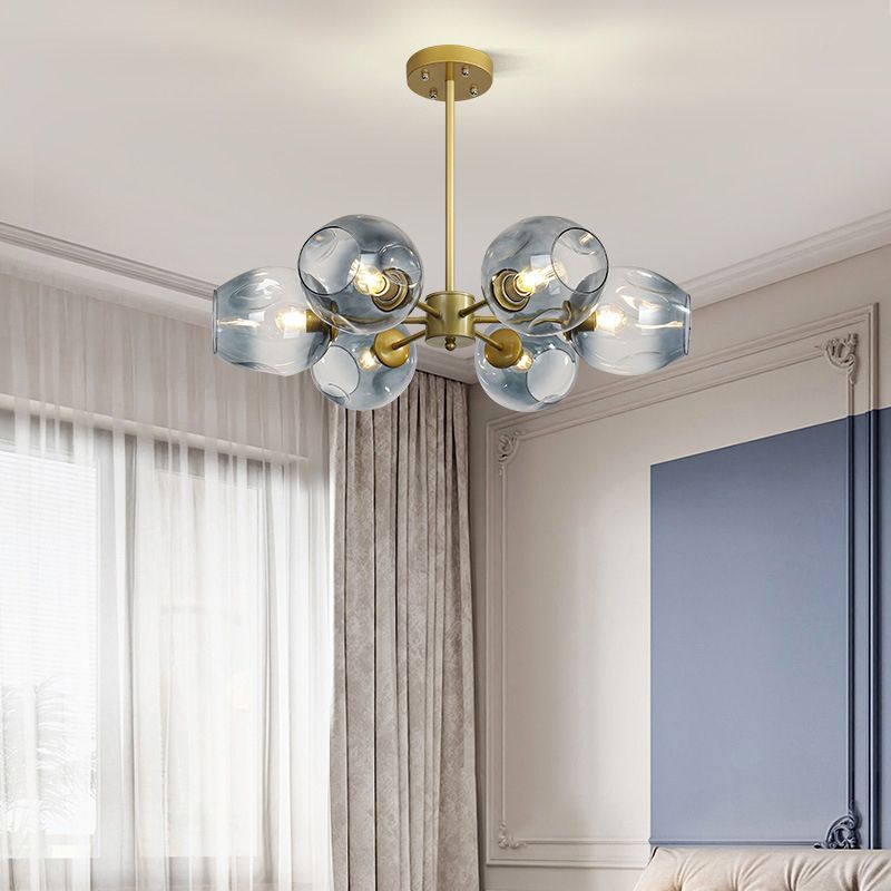 Unique Shape Chandelier Light Modern Style Glass Multi Light Hanging Lamp for Dining Room