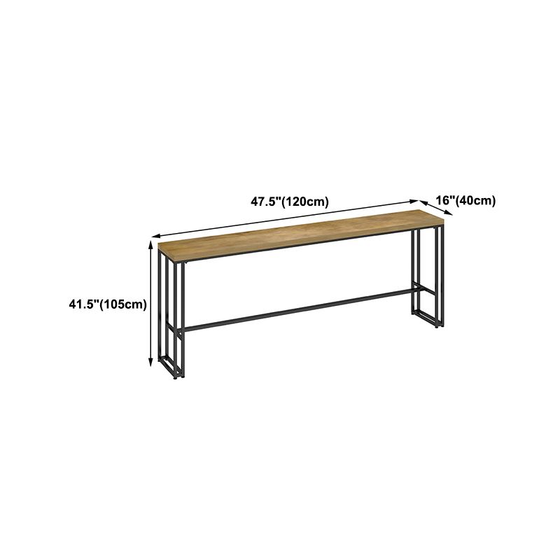 Rectangular Pine Wood Top Bar Table Modern Bar Table with Trestle Base in Black