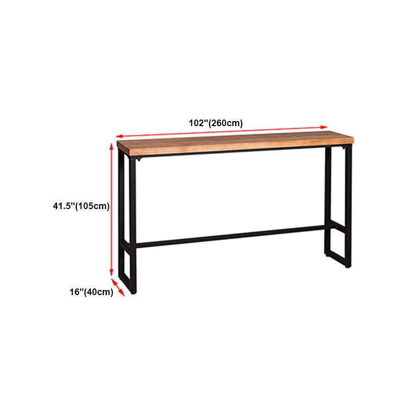 Pine Wood Bar Table Industrial Bar Dining Table with Black Trestle Base