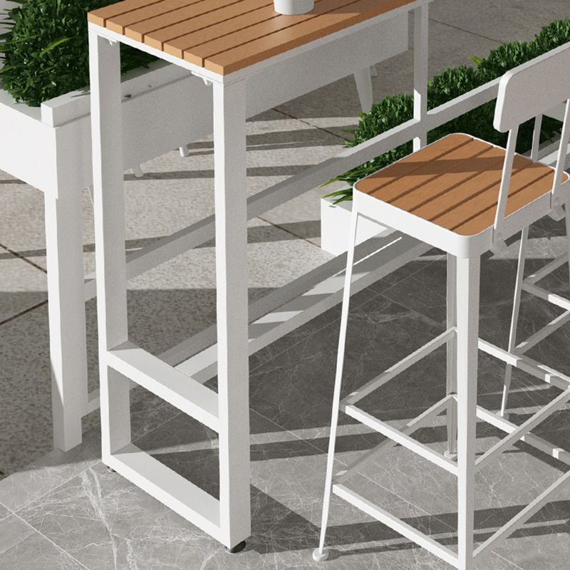 Modern Metal Trestle Bistro Bar Desk Rectangle Outdoor Footrest Bar Stool Table