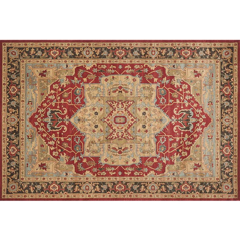 Moroccan Ethnic Style Carpet Polyester Area Rug Non-Slip Backing Indoor Carpet for Home Decoration