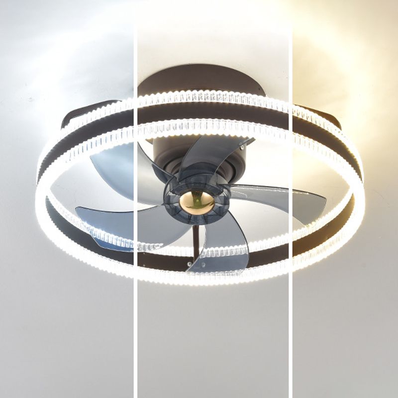 5-Blade Modern LED Ceiling Fan Metallic Black Fan with Light for Home