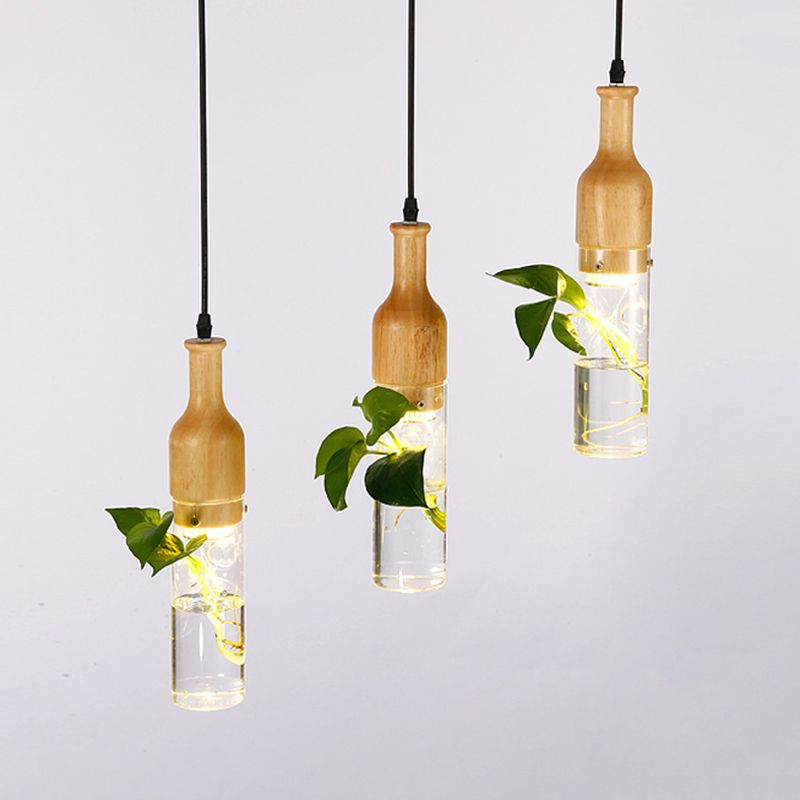 Simplicity Bottle Shaped Planter Ceiling Light Clear Glass Bedroom Hanging Pendant Light