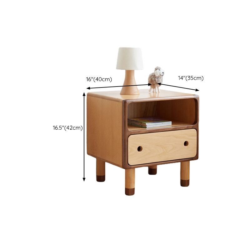 Contemporary Kids Bedside Table Beech Kids Nightstand with Drawers