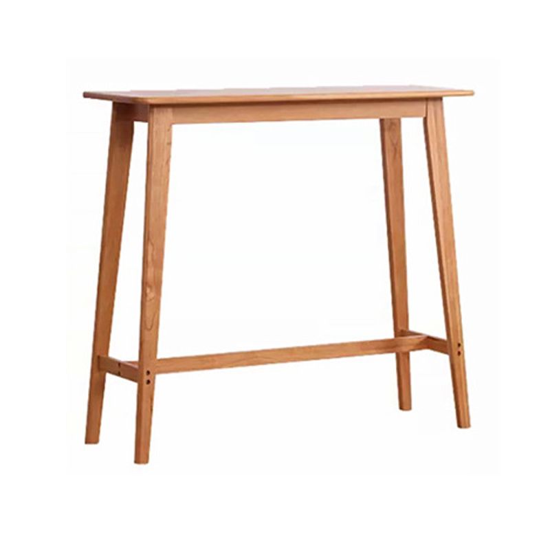 Modern Style Rectangle Bar Table Solid Wood Bistro Bar Desk with Footrest