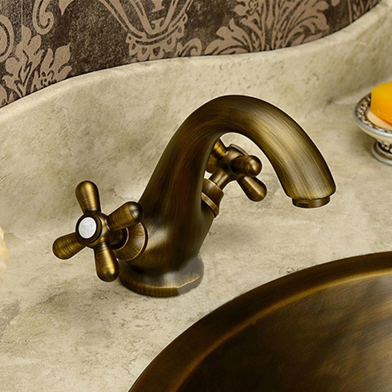 Industrial Wide Spread Bathroom Cross Handles Centerset Faucet