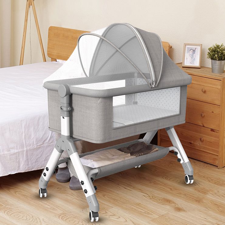 Portable Rectangle Bassinet Gliding and Folding Crib Cradle for Baby