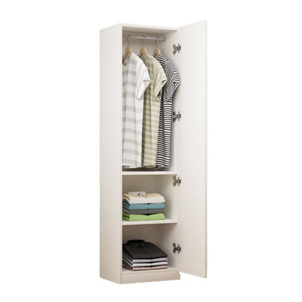 Manufactured Wood Kids Closet Contemporary White Armoire Cabinet with Garment Rod