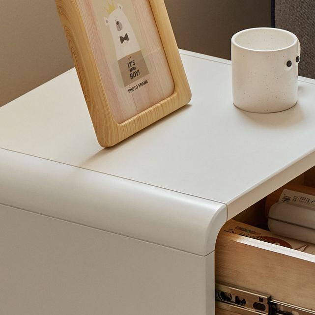 White and Blue Bedside Table for Nursery Wooden Kids Bedside Table