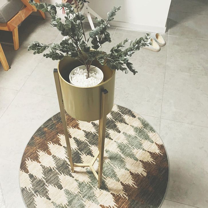 Round Multicolor Nostalgia Carpet Polyester Floral Print Indoor Rug Easy Care Rug for Home Decor