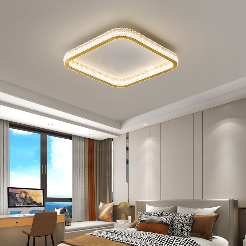 Golden Single Flush Mount Lighting Circle LED Ceiling Light for Living Room