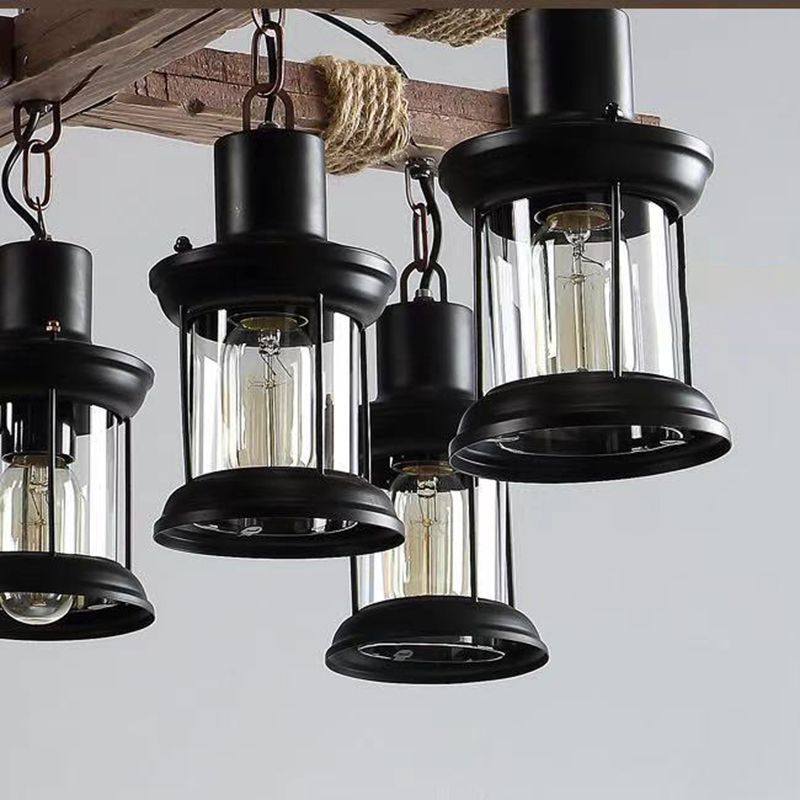 8-Licht-Sputnik-Kronleuchter im industriellen Vintage-Stil Holzdecke für das Café